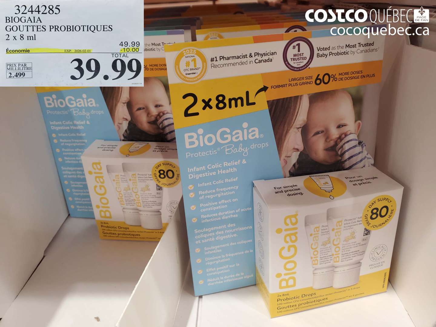 3244285 BIOGAIA GOUTTES PROBIOTIQUES 2 X 8ML ($10.00 INSTANT SAVINGS EXPIRES ON 2026-02-01) $39.99