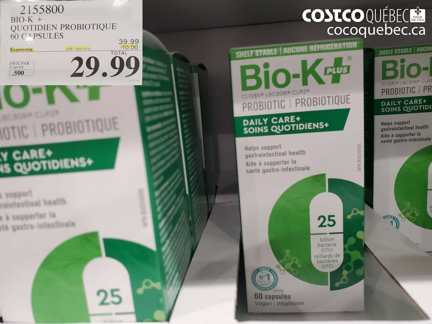 2155800 BIO-K + QUOTIDIEN PROBIOTIQUE 60 CAPSULES ($10.00 INSTANT SAVINGS EXPIRES ON 2026-01-18) $29.99