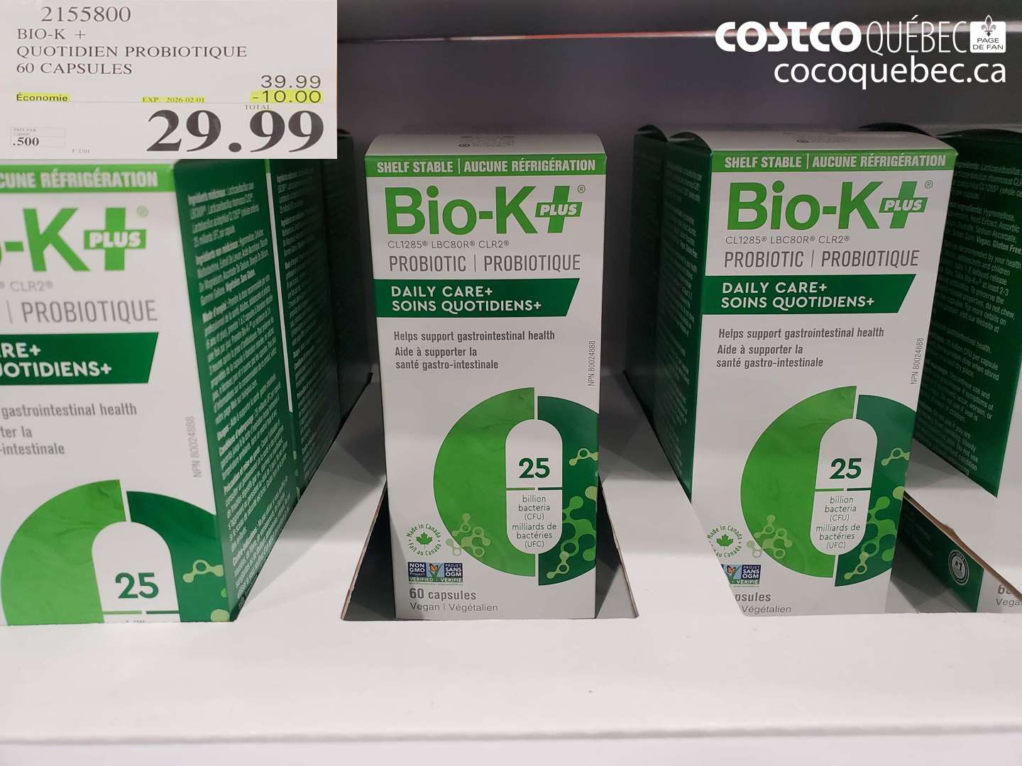 2155800 BIO-K + QUOTIDIEN PROBIOTIQUE 60 CAPSULES ($10.00 INSTANT SAVINGS EXPIRES ON 2025-02-01) $29.99