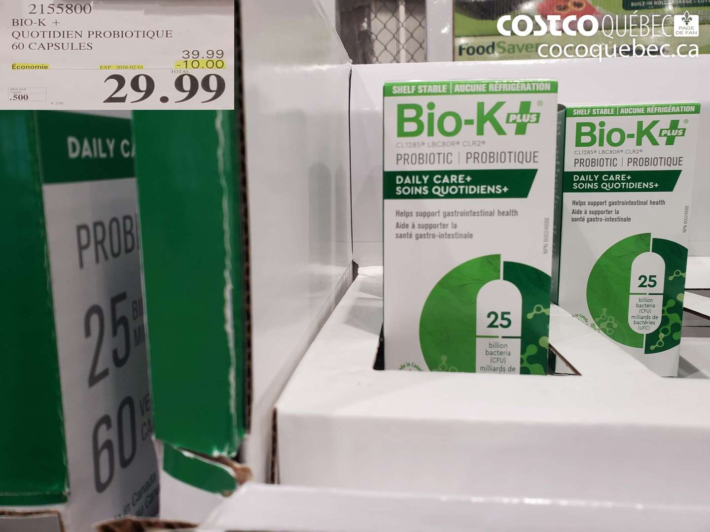 2155800 BIO-K + QUOTIDIEN PROBIOTIQUE 60 CAPSULES ($10.00 INSTANT SAVINGS EXPIRES ON 2025-02-01) $29.99