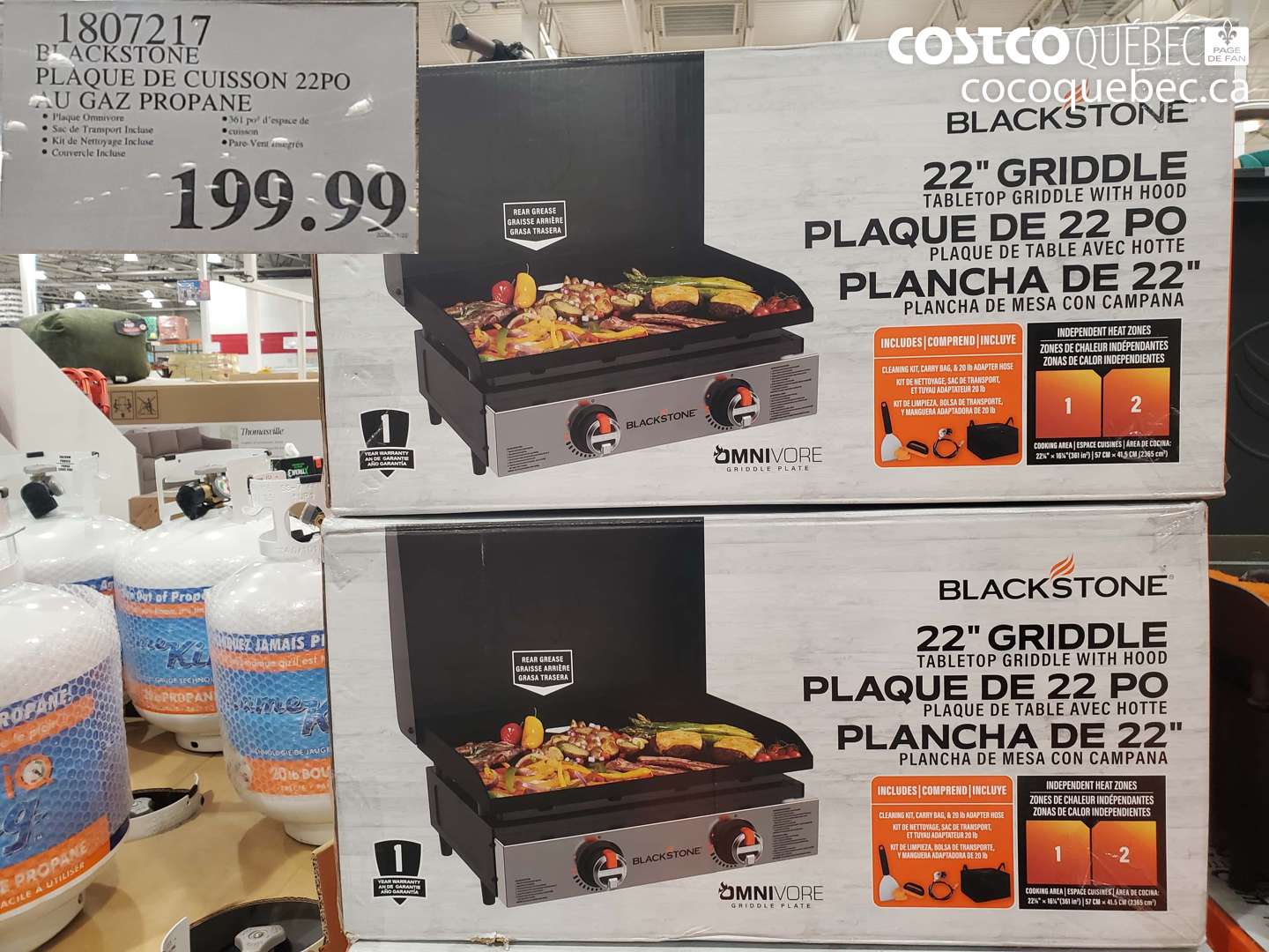 1807217 BLACKSTONE PLAQUE DE CUISSON 22PO AU GAZ PROPANE $199.99