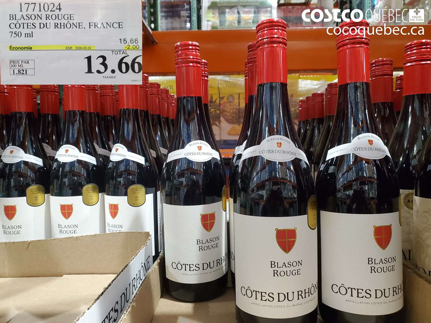 1771024 BLASON ROUGE COTES DU RHONE, FRANCE 750ML ($2.00 INSTANT SAVINGS EXPIRES ON 2026-02-01) $13.66