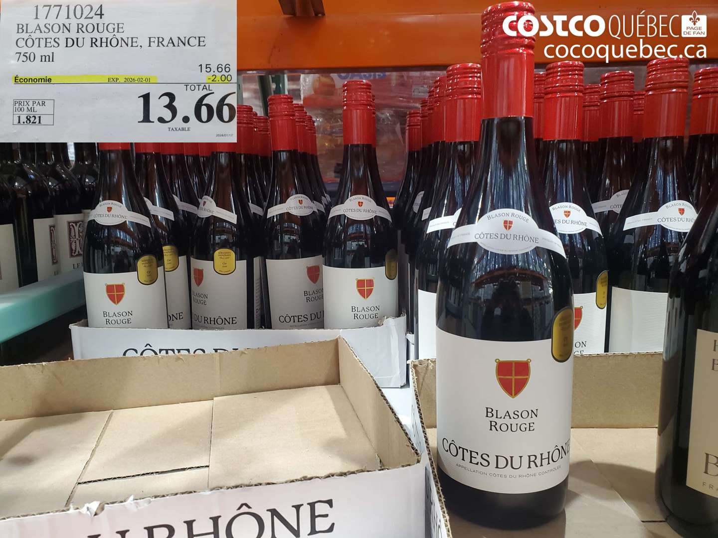 1771024 BLASON ROUGE CÔTES DU RHÔNE, FRANCE 750 ml ($2.00 INSTANT SAVINGS EXPIRES ON 2026-02-01) $13.66