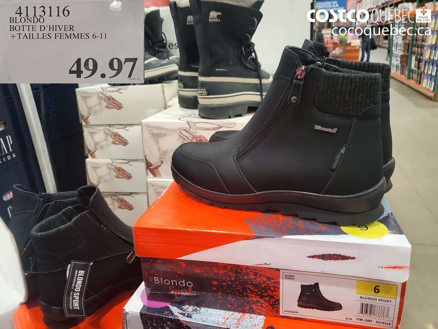 4113116 BLONDO BOTTE D'HIVER +TAILLES FEMMES 6-11 $49.97