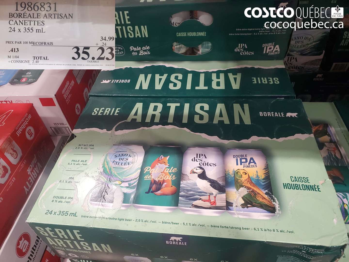 1986831 BORÉALE ARTISAN CANETTES 24 x 355 mL $35.23