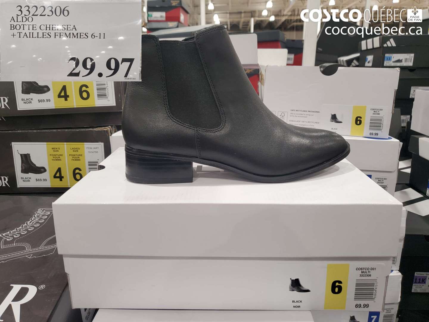 3322306 BOTTE CHELSEA +TAILLES FEMMES 6-11  $29.97