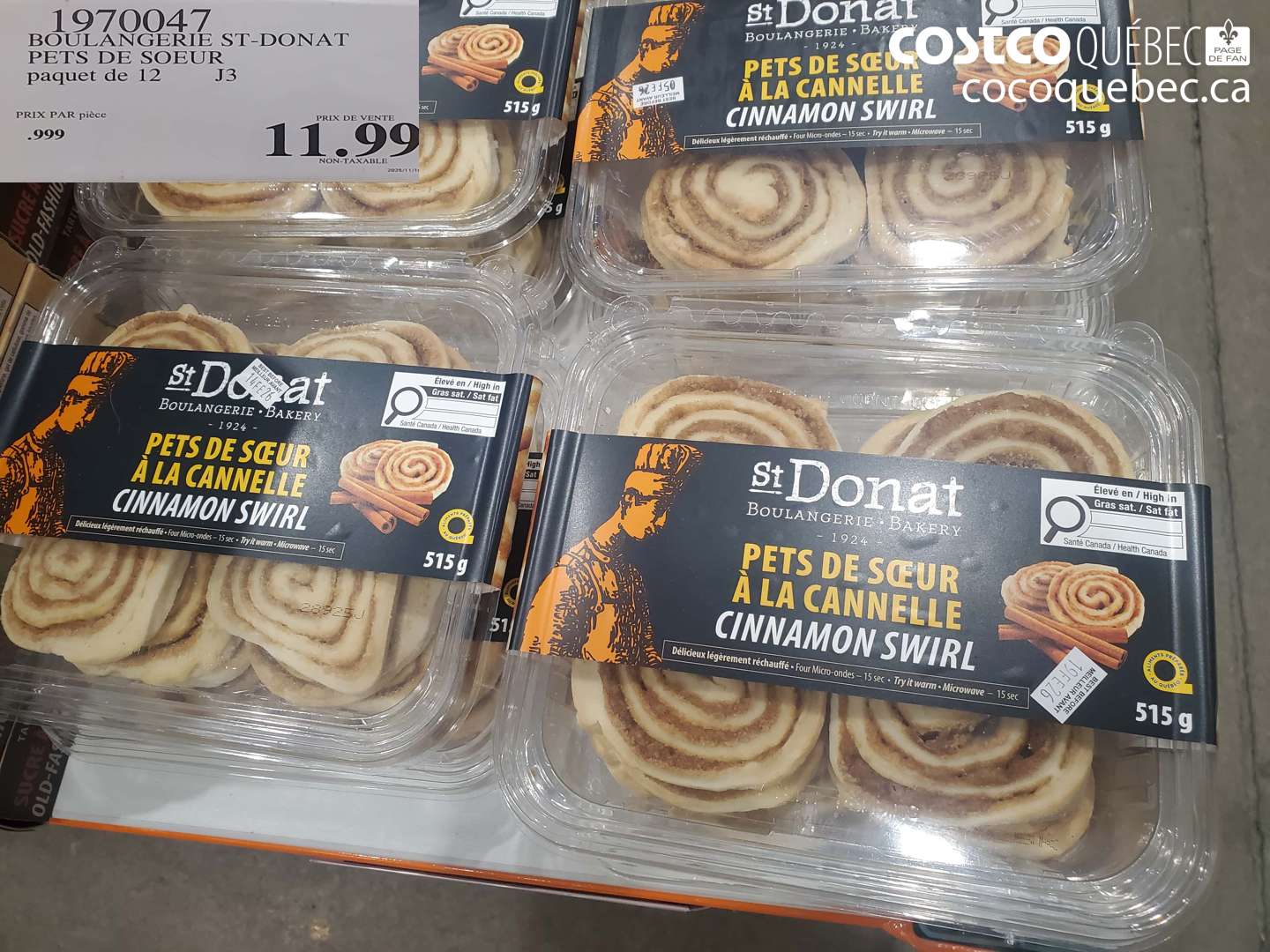 1970047 BOULANGERIE ST-DONAT PETS DE SOEURS PAQUET DE 12 $11.99