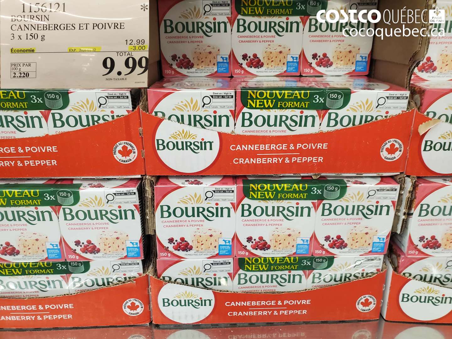 1156121 BOURSIN CANNEBERGES ET POIVRE 3 x 150 g ($3.00 INSTANT SAVINGS EXPIRES ON 2026-01-12) $9.99