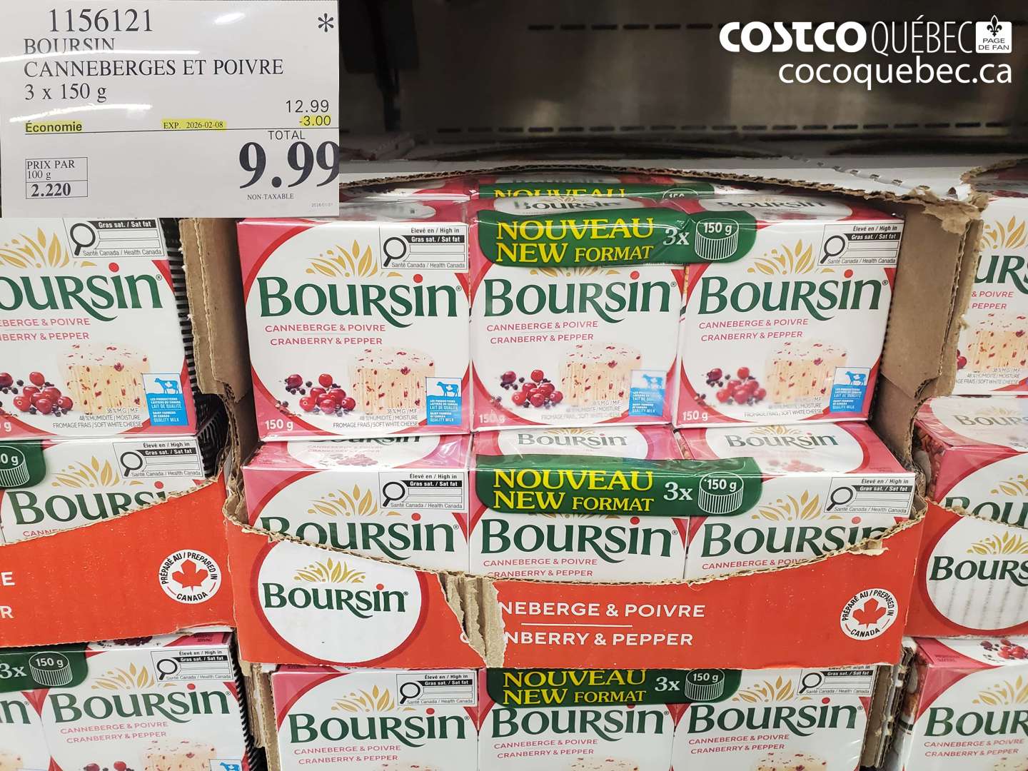 1156121 BOURSIN CANNEBERGES ET POIVRE 3 x 150 g ($3.00 INSTANT SAVINGS EXPIRES ON 2026-02-08) $9.99