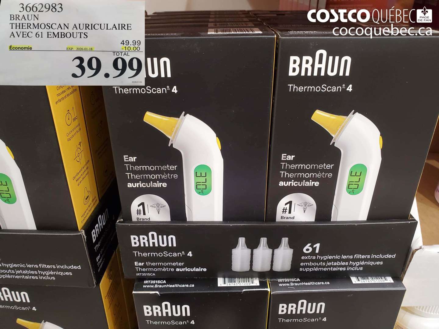 3662983 BRAUN THERMOSCAN AURICULAIRE THERMOMETRE  ($10.00 INSTANT SAVINGS EXPIRES ON 2026-01-18) $39.99