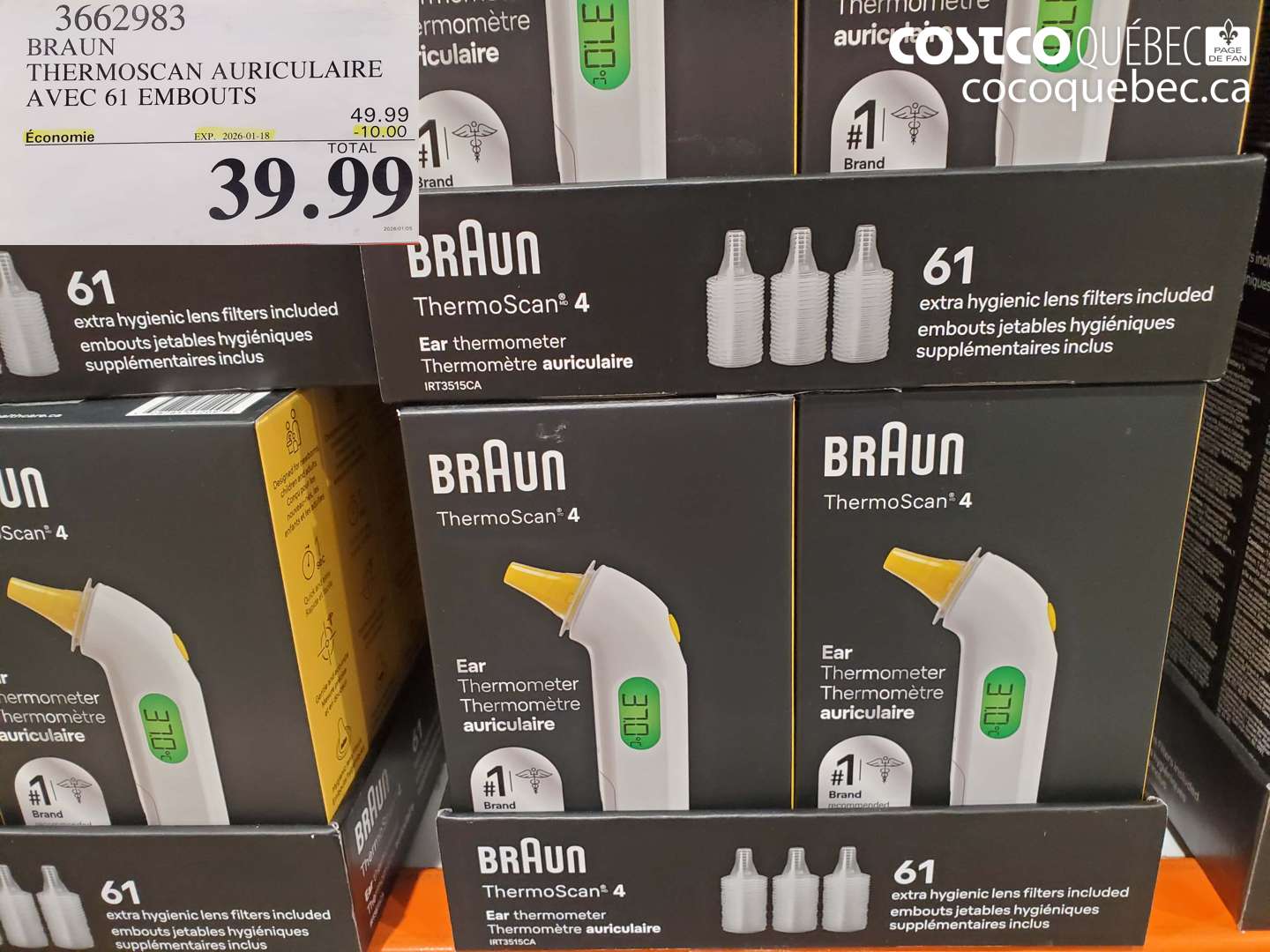3662983 BRAUN THERMOSCAN AURICULAIRE THERMOMETRE  ($10.00 INSTANT SAVINGS EXPIRES ON 2026-01-18) $39.99