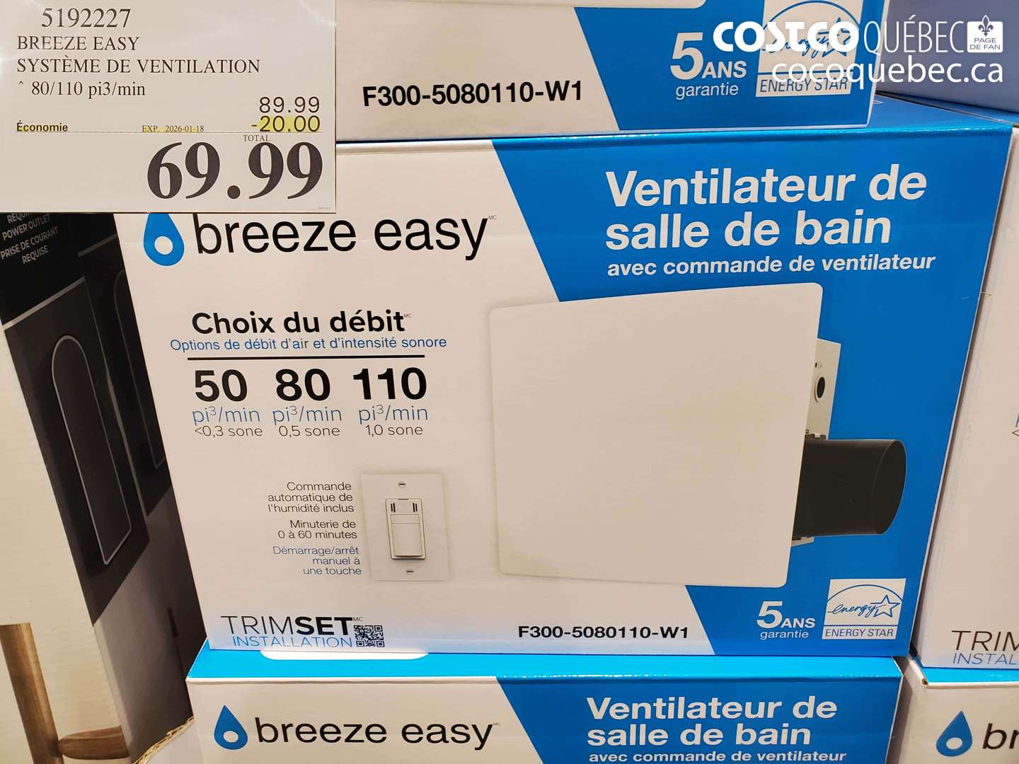 5192227 BREEZE EASY SYSTÈME DE VENTILATION ($20.00 INSTANT SAVINGS EXPIRES ON 2026-01-18) $69.99