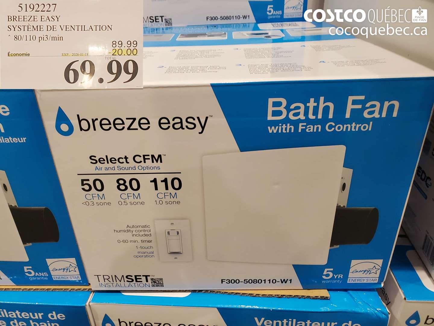 5192227 BREEZE EASY SYSTÈME DE VENTILATION ($20.00 INSTANT SAVINGS EXPIRES ON 2026-01-18) $69.99