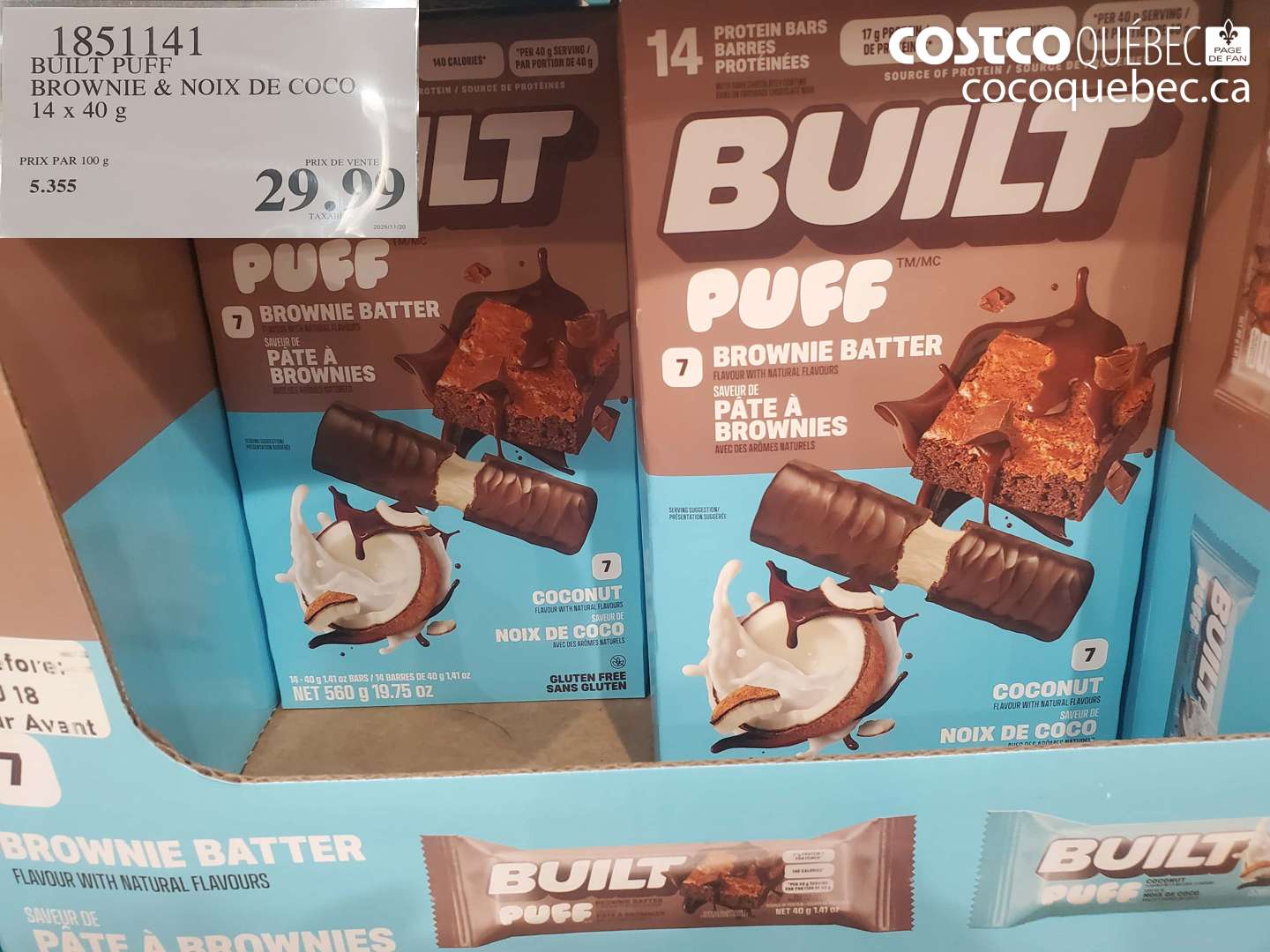 1851141 BROWNIE & NOIX DE COCO, 14 x 40 g $29.99