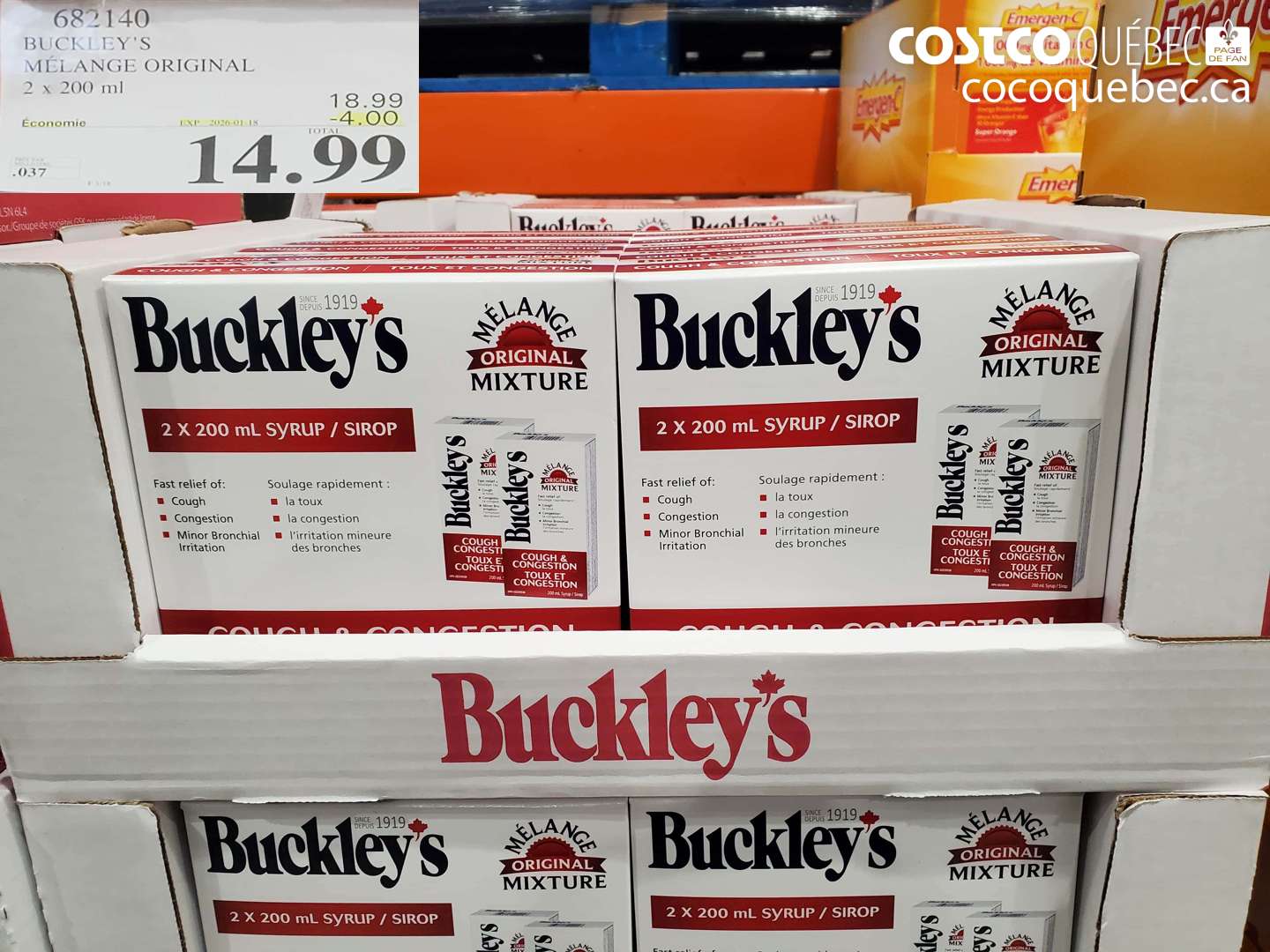 682140 BUCKLEY'S MÉLANGÉ ORIGINAL 2 x 200 ml ($4.00 INSTANT SAVINGS EXPIRES ON 2026-01-18) $14.99