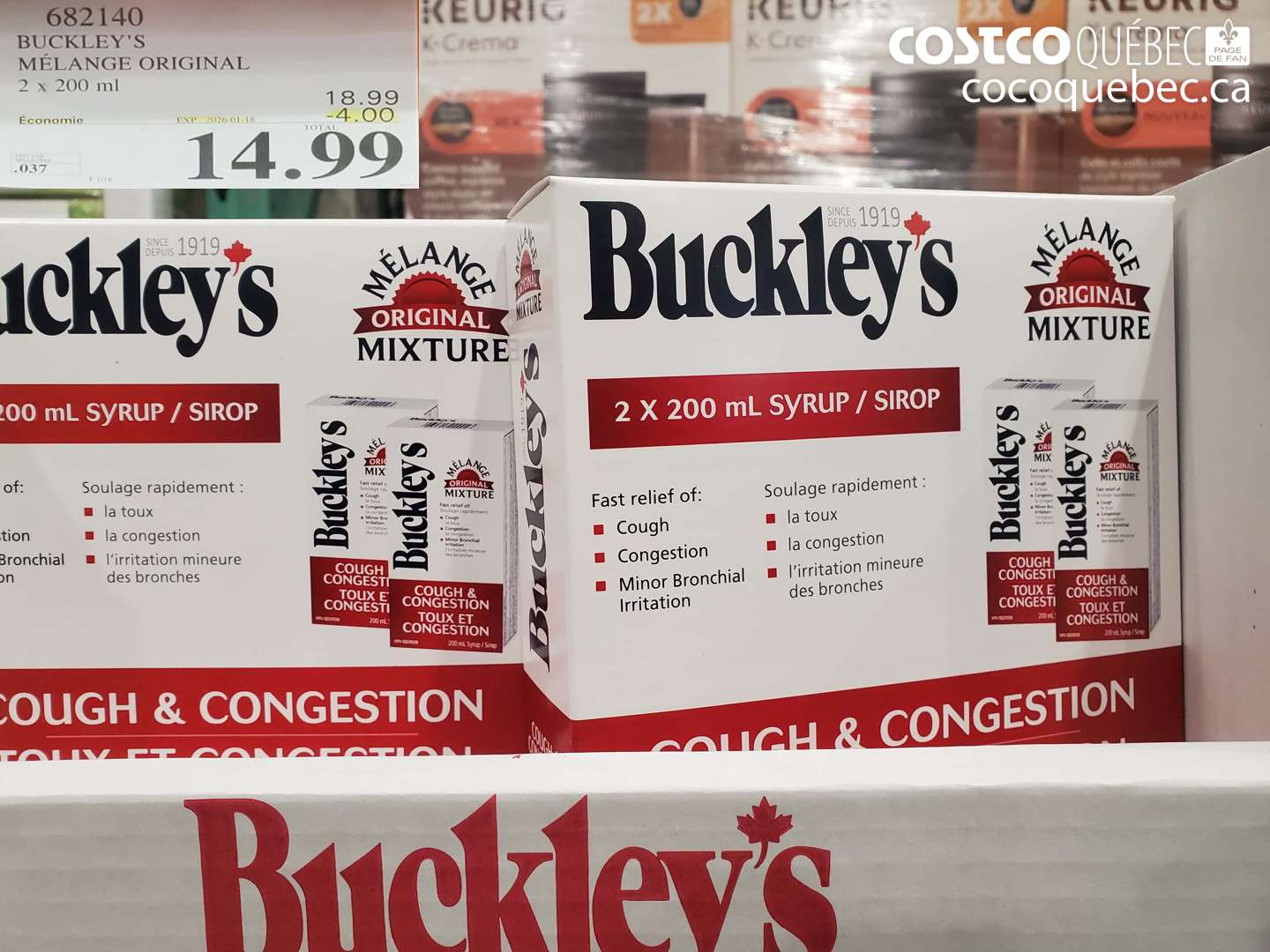 682140 BUCKLEY'S MÉLANGÉ ORIGINAL 2 x 200 ml ($4.00 INSTANT SAVINGS EXPIRES ON 2026-01-18) $14.99