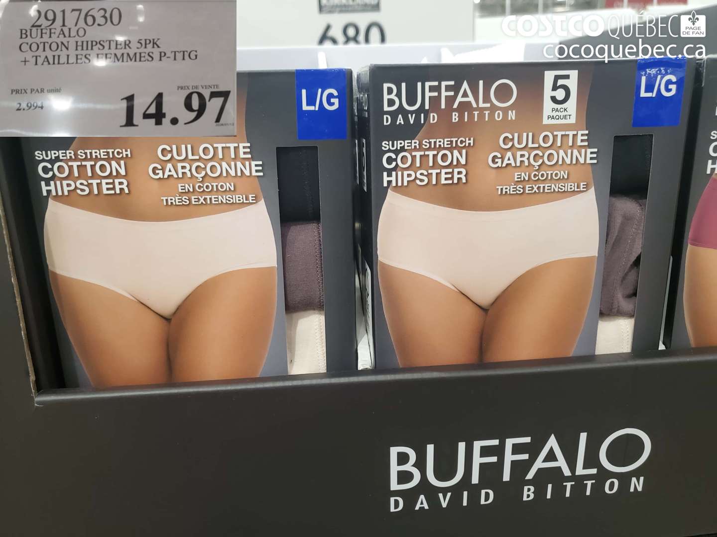 2917630 BUFFALO COTON HIPSTER 5PK + TAILLES FEMMES P-TTG $14.97