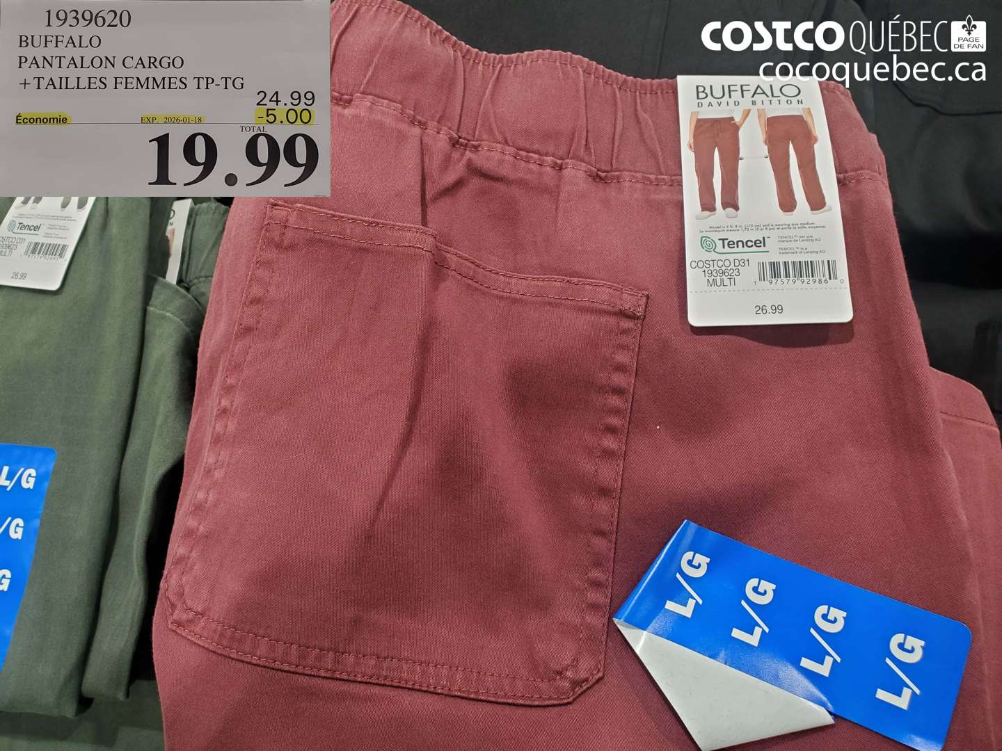 1939620 BUFFALO PANTALON CARGO +TAILLES FEMMES TP-TG ($5.00 INSTANT SAVINGS EXPIRES ON 2026-01-18) $19.99