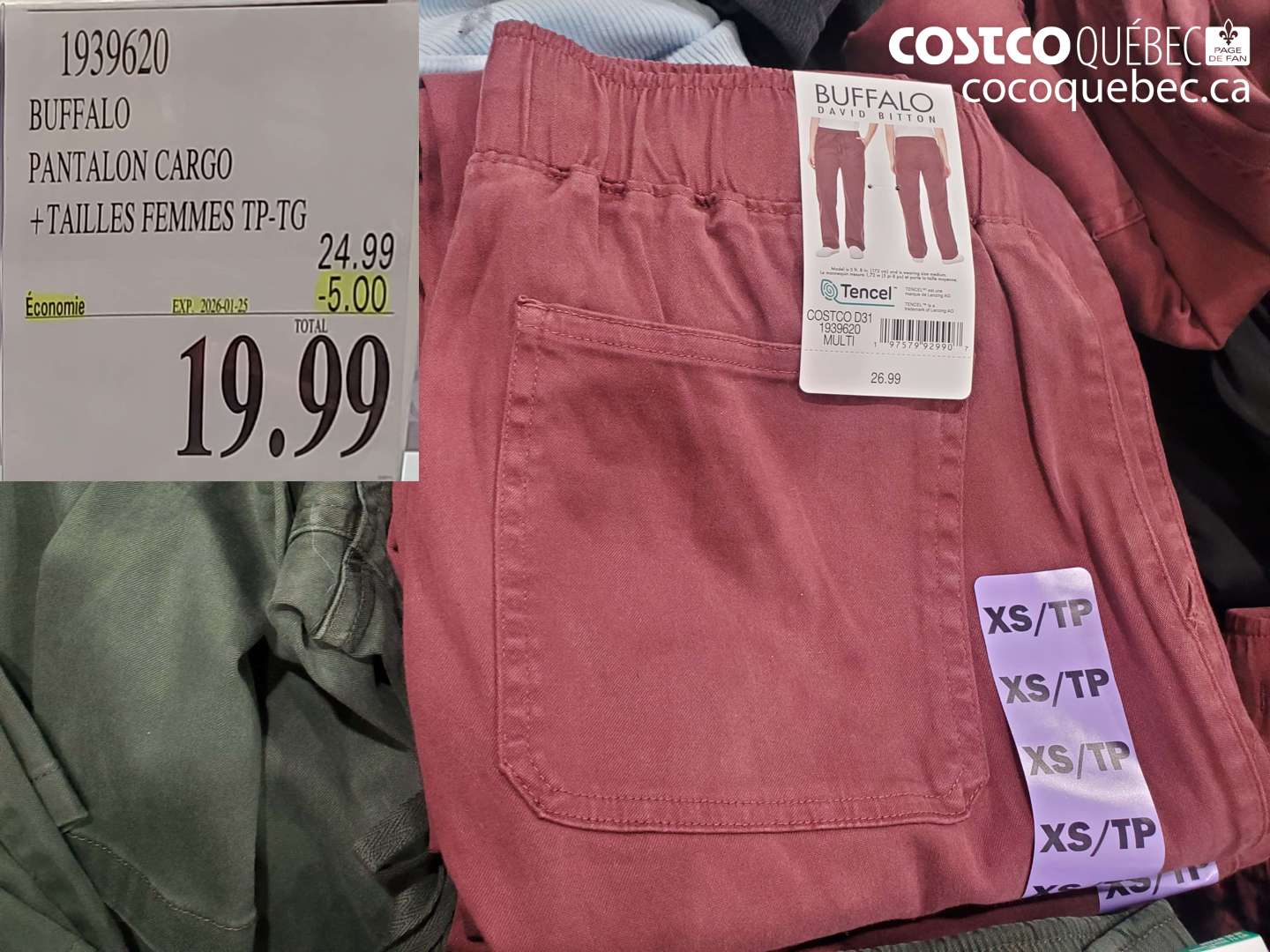 1939020 BUFFALO PANTALON CARGO + TAILLES FEMMES TP-TG  ($5.00 INSTANT SAVINGS EXPIRES ON 2026-01-25) $19.99