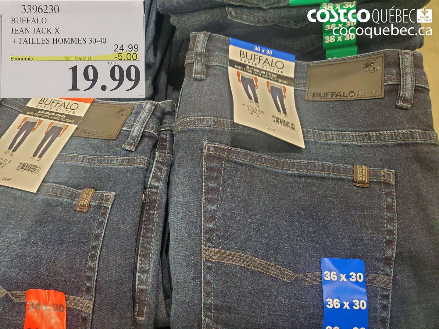 3396230 BUFFALO JACK X JEAN + TAILLES HOMMES 30-40 ($6.00 INSTANT SAVINGS EXPIRES ON 2026-02-15) $18.99