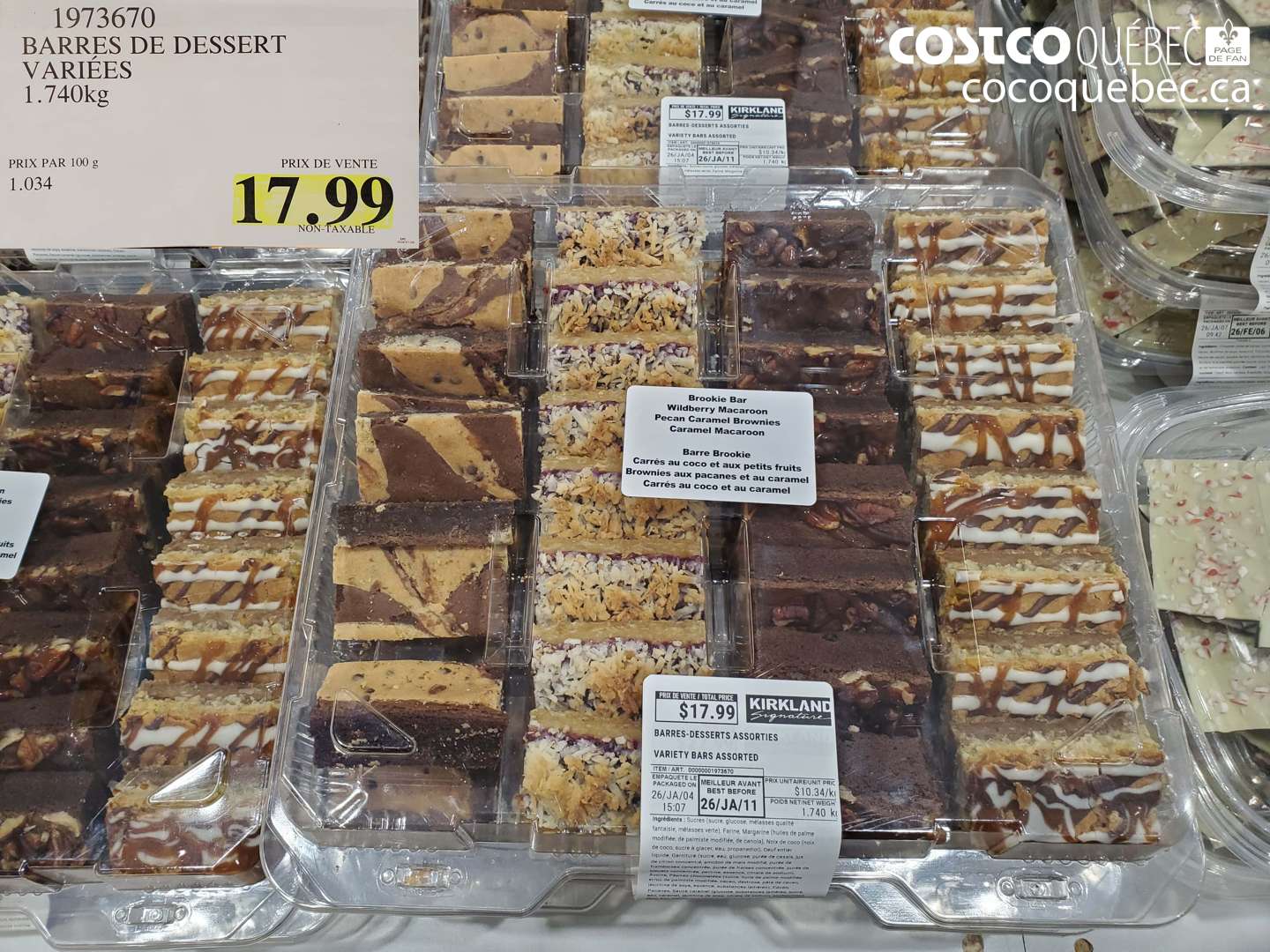 1973670 Barres de Dessert Variées $17.99