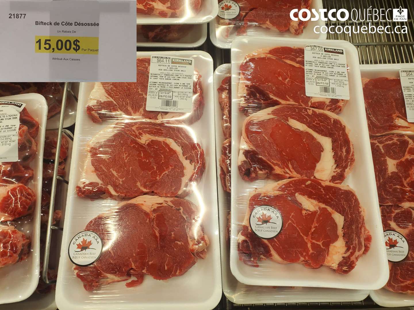 21877 Bifteck de Cote Désosseée  ($15.00 INSTANT SAVINGS)