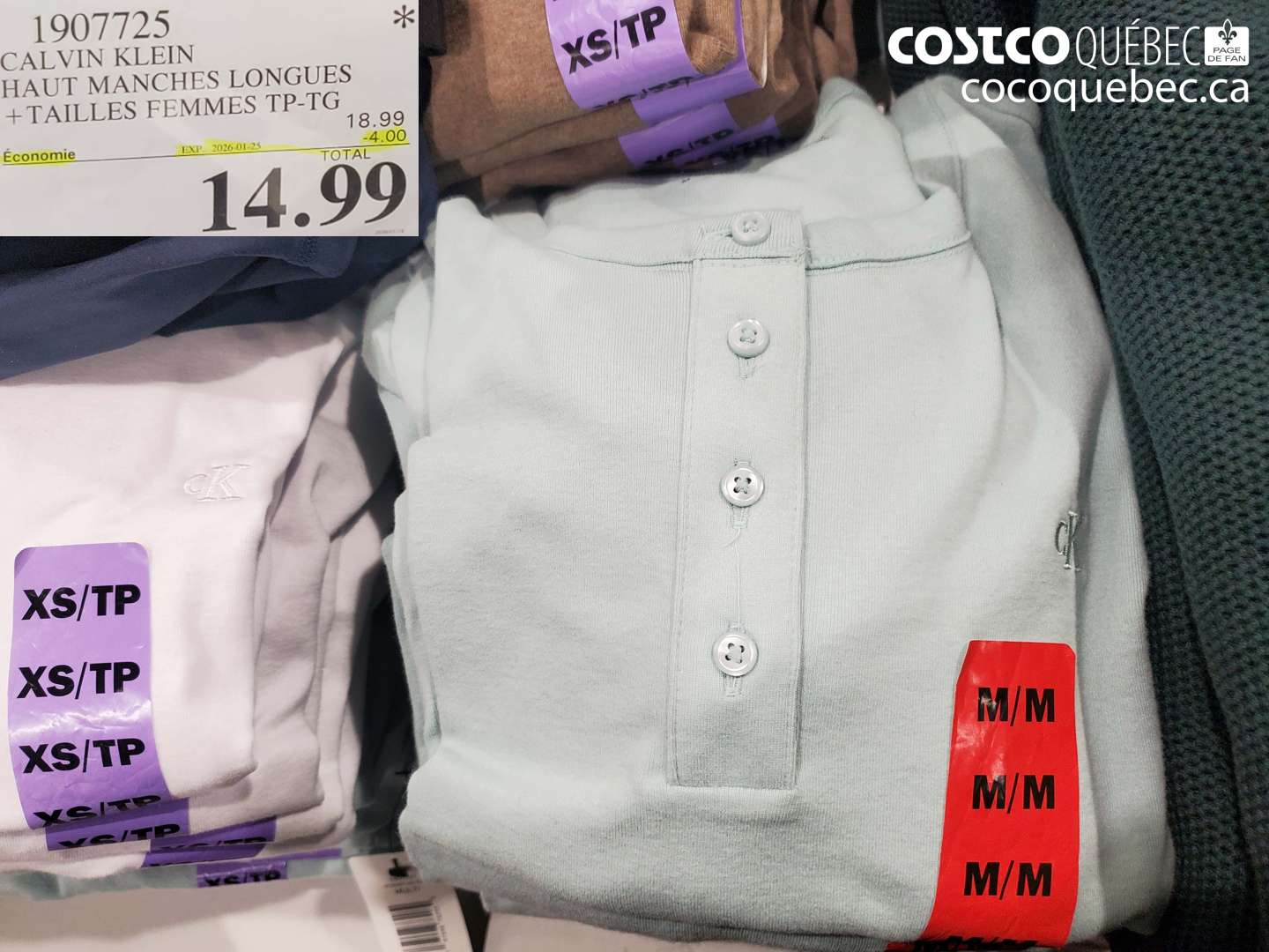 1907725 CALVIN KLEIN HAUT MANCHES LONGUES + TAILLES FEMMES TP-TG ($4.00 INSTANT SAVINGS EXPIRES ON 2026-01-25) $14.99