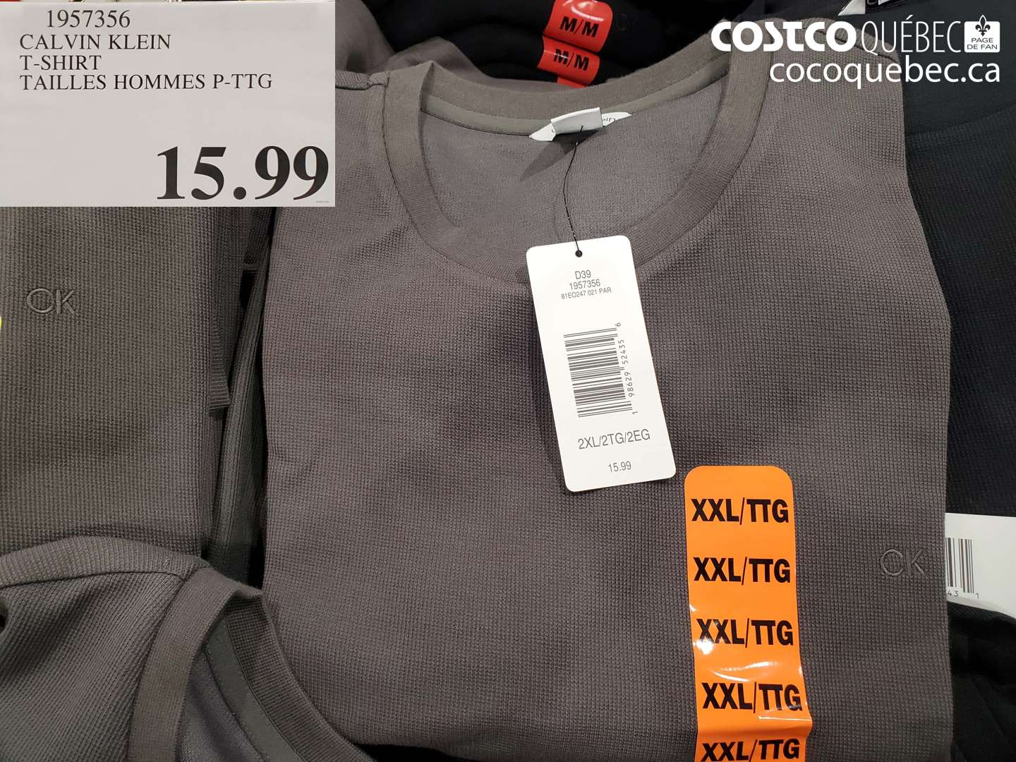 1957356 CALVIN KLEIN T-SHIRT TAILLES HOMMES P-TTG  $15.99