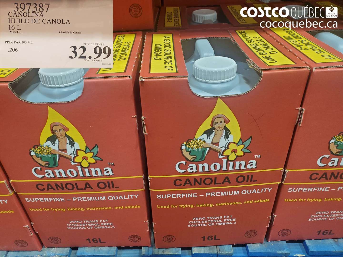 397387 CANOLINA HUILE DE CANOLA 16 L $32.99