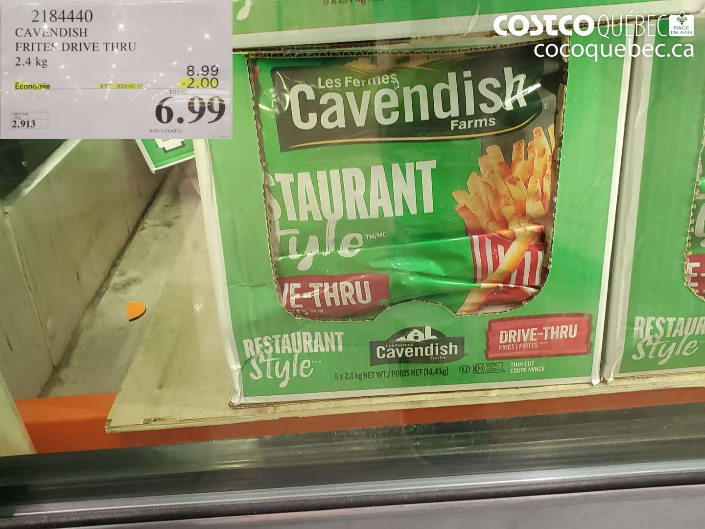 2184440 CAVINDISH FRITES DRIVE THRU 2.4 kg ($2.00 INSTANT SAVINGS EXPIRES ON 2026-02-15) $6.99