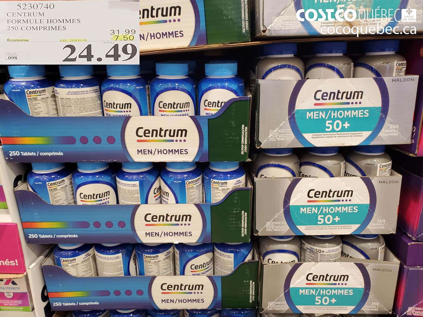 5230740 CENTRUM FORMULE HOMMES 250 COMPRIMÉS ($7.50 INSTANT SAVINGS EXPIRES ON 2026-01-18) $24.49