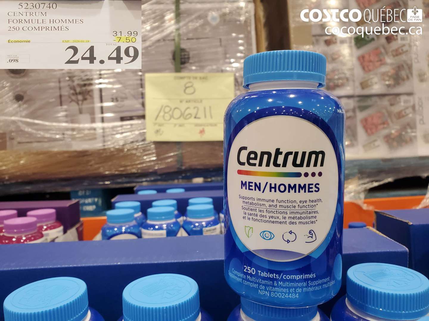 5230740 CENTRUM FORMULE HOMMES 250 COMPRIMÉS ($7.50 INSTANT SAVINGS EXPIRES ON 2026-01-18) $24.49