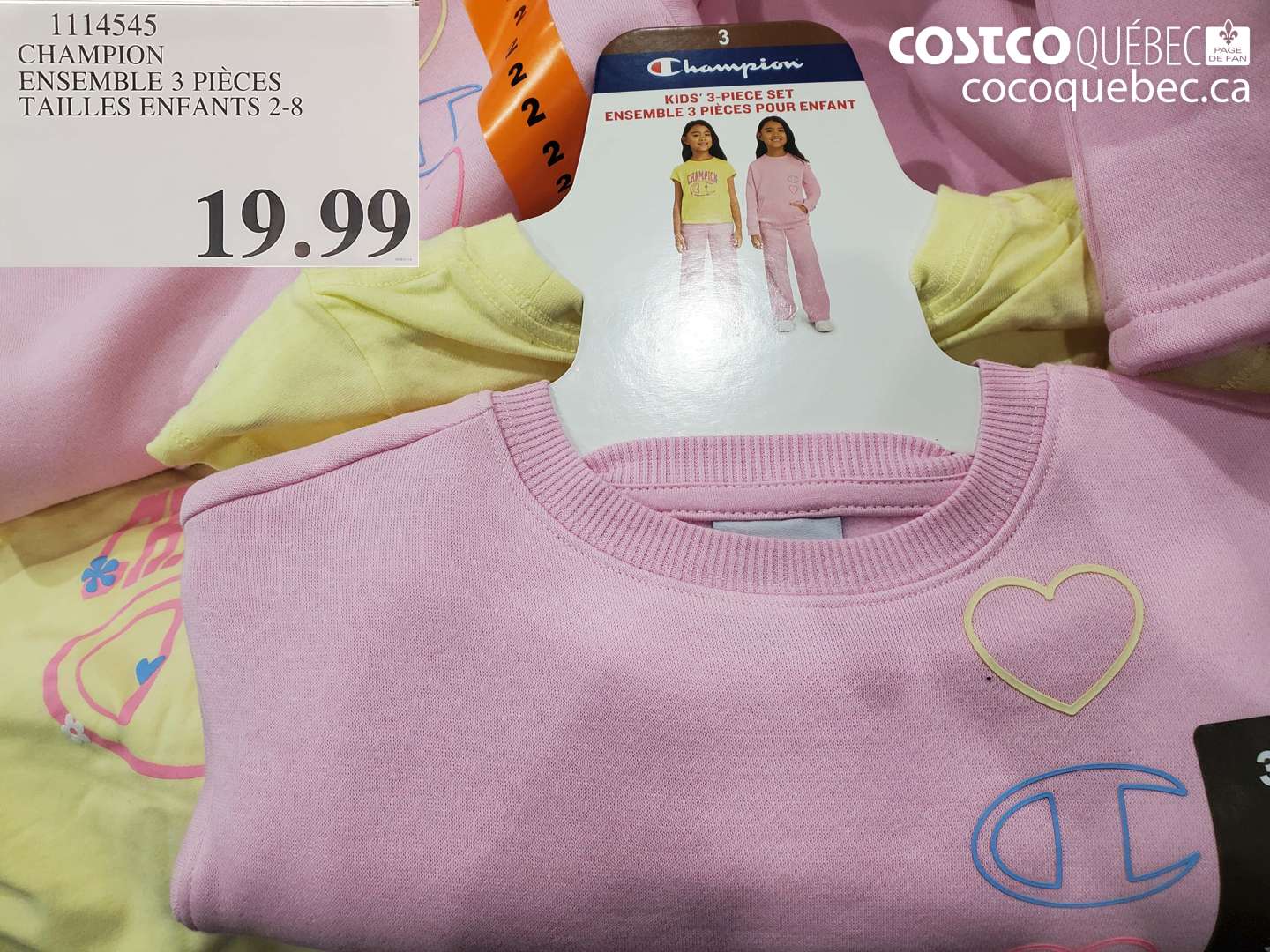 1114545 CHAMPION ENSEMBLE 3 PIÈCES TAILLES ENFANTS 2-8 $19.99