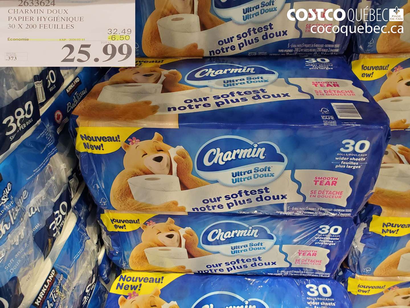 2633624 CHARMIN DOUX PAPIER HYGIÉNIQUE 30 X 200 FEUILLES ($6.50 INSTANT SAVINGS EXPIRES ON 2026-02-15) $25.99