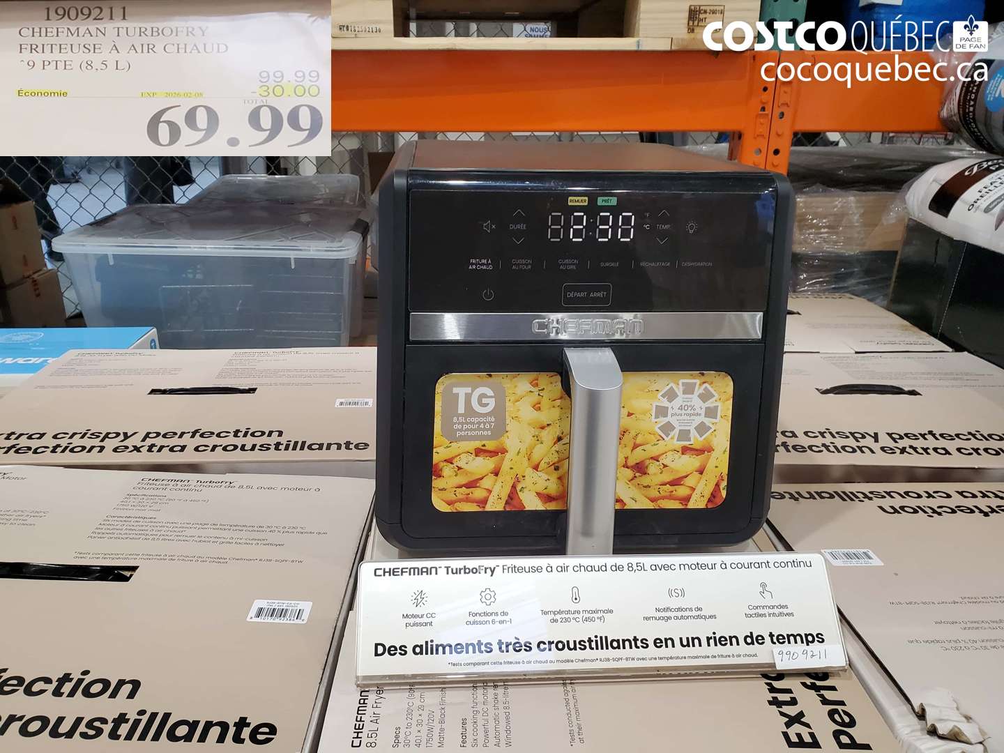 1909211 CHEFMAN TURBOFRY FRITEUSE À AIR CHAUD ^9 PTE (8,5 L) ($30.00 INSTANT SAVINGS EXPIRES ON 2025-02-08) $69.99