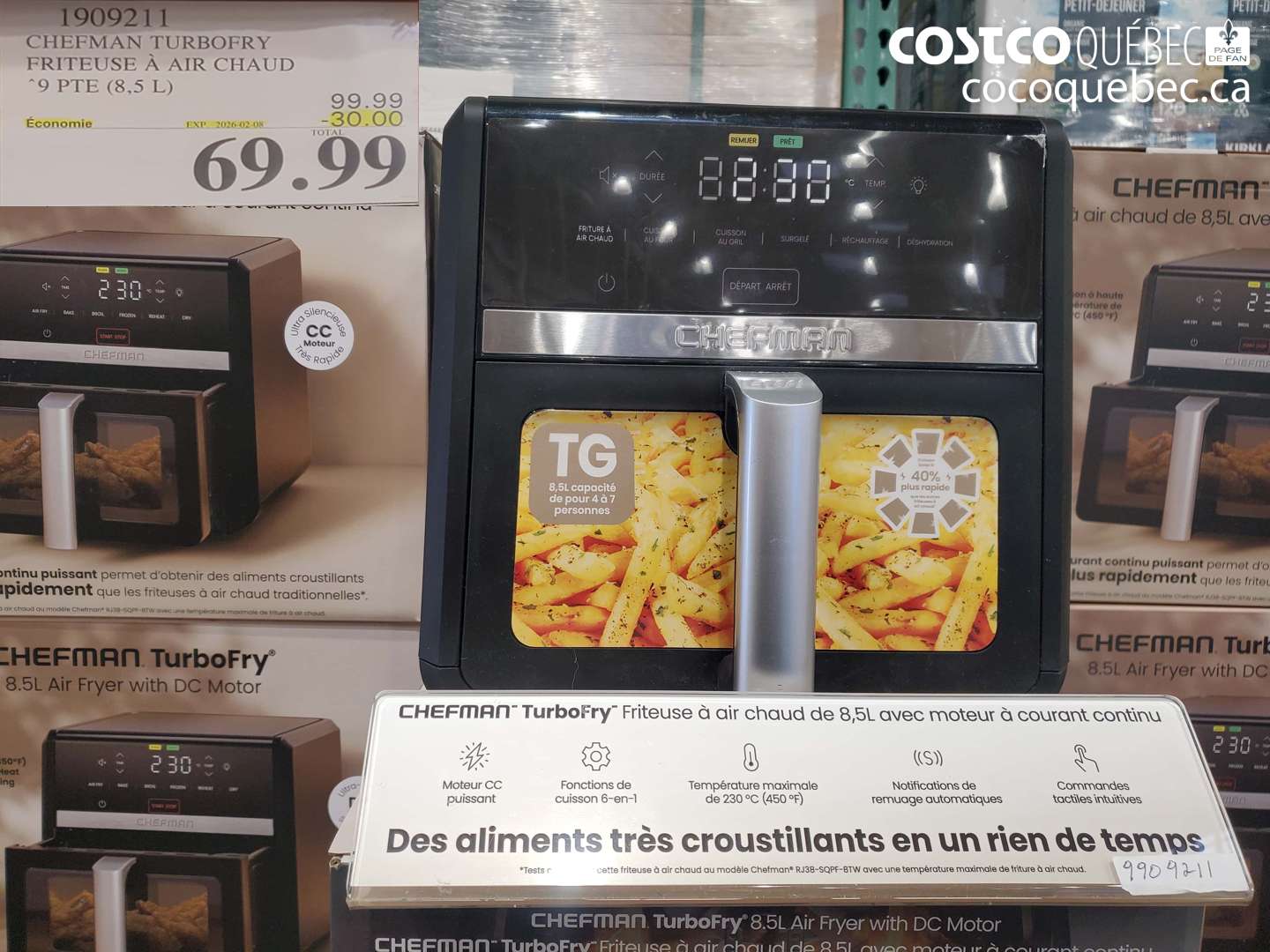 1909211 CHEFMAN TURBOFRY FRITEUSE À AIR CHAUD ^9 PTE (8,5 L) ($30.00 INSTANT SAVINGS EXPIRES ON 2026-02-08) $69.99