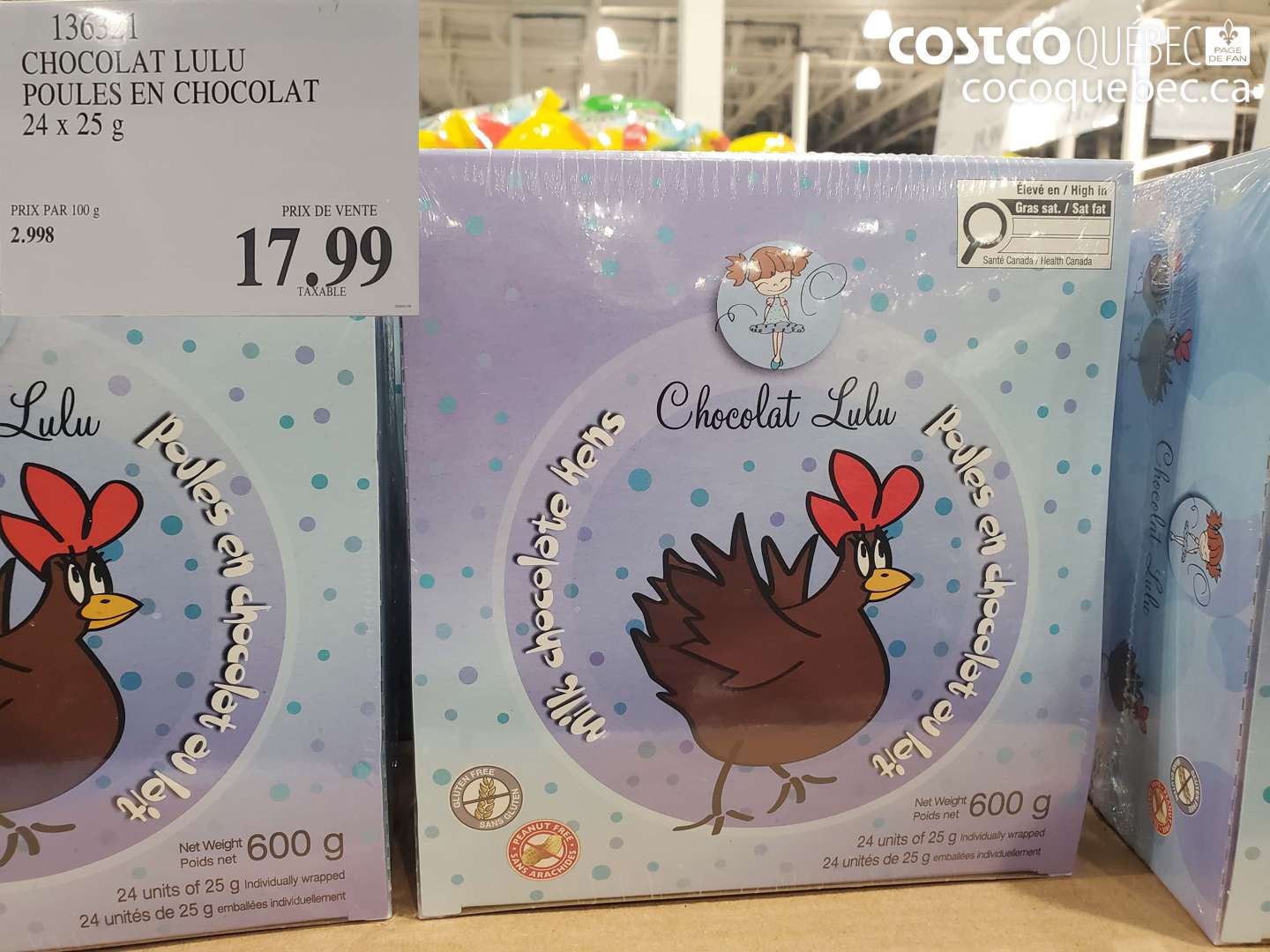 136321 CHOCOLAT LULU POULES EN CHOCOLAT 24x25 G  $17.99