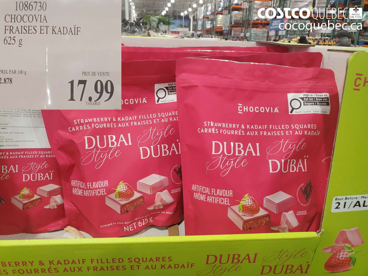 1086730 CHOCOVIA FRAISES ET KADAÏF 625 g $17.99