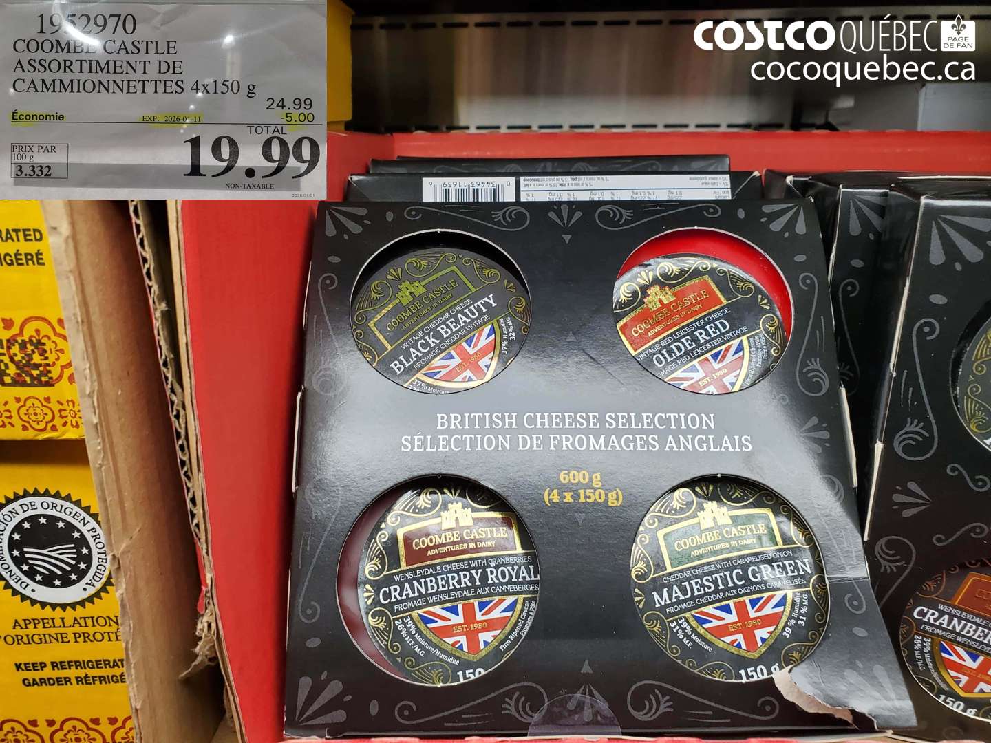 1952970 COOMBE CASTLE ASSORTIMENT DE CAMMONNETTES 4x150 g ($5.00 INSTANT SAVINGS EXPIRES ON 2026-01-11) $19.99