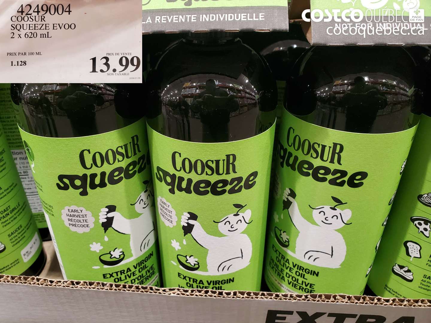 4249004 COOSUR SQUEEZE EVOO 2 x 620 mL $13.99