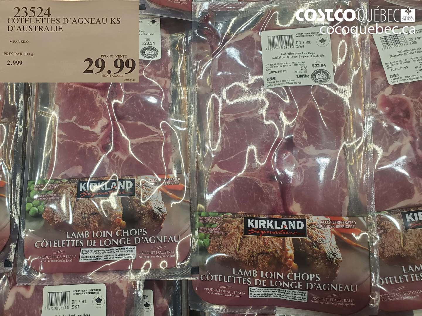 23524 COTELETTES DE LONGE D'AGNEAU  $29.99