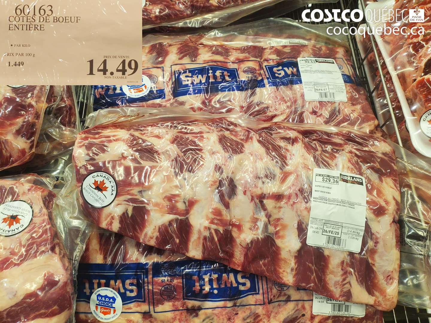 60163 COTES DE BOEUF ENTIERE $14.49