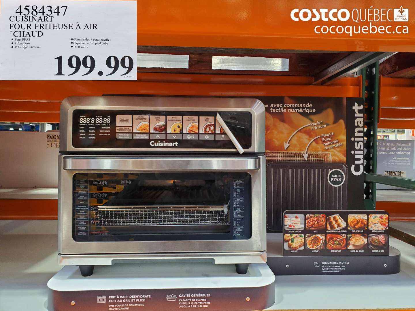4584347 CUISINART FOUR FRITEUSE À AIR CHAUD $199.99