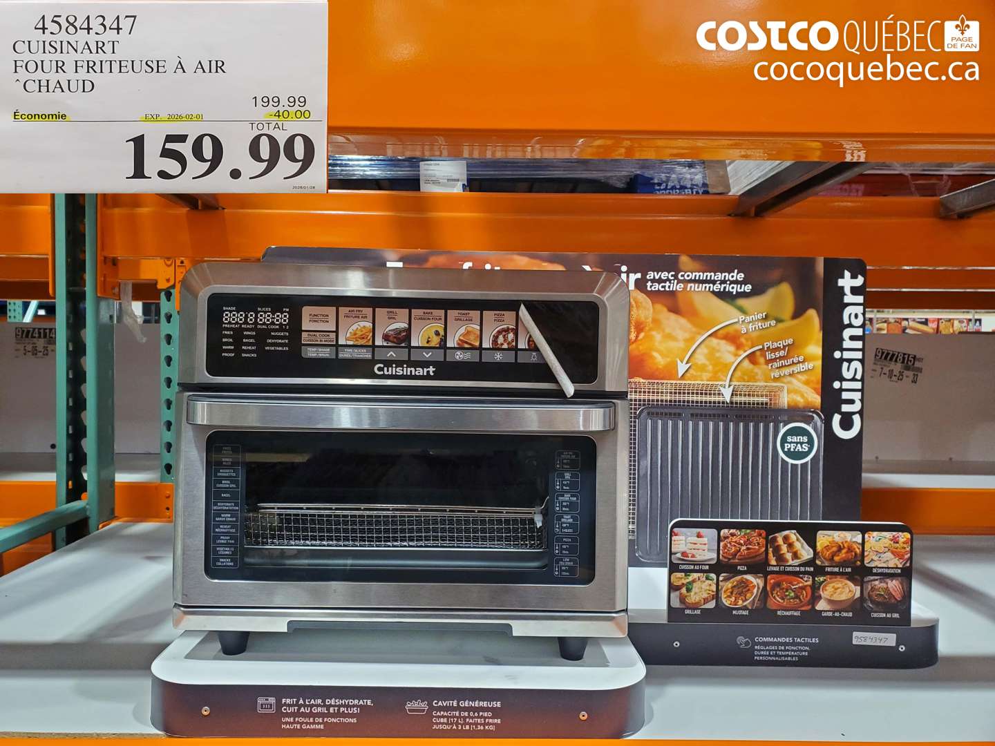 4584347 CUISINART FOUR FRITEUSE À AIR CHAUD ($40.00 INSTANT SAVINGS EXPIRES ON 2026-02-01) $159.99