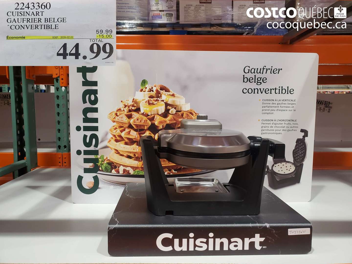 2243360 CUISINART GAUFRIER BELGE CONVERTIBLE 15.00 OFF (EXPIRES ON 2026-02-01) $44.99