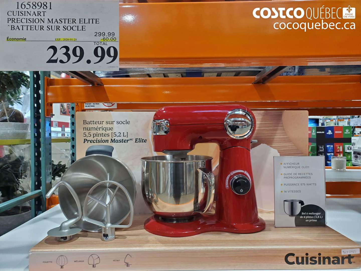 1658981 CUISINART PRECISION MASTER ELITE 'BATTEUR SUR SOCLE ($60.00 INSTANT SAVINGS EXPIRES ON 2026-01-25) $239.99