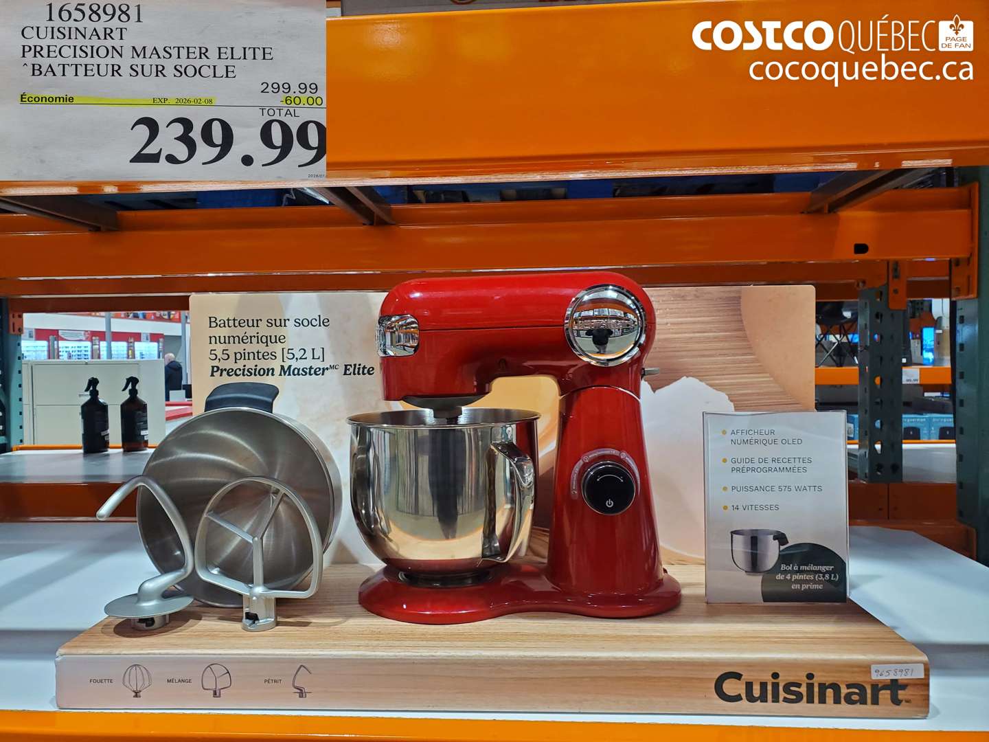 1658981 CUISINART PRECISION MASTER ELITE BATTEUR SUR SOCLE ($60.00 INSTANT SAVINGS EXPIRES ON 2026-02-08) $239.99