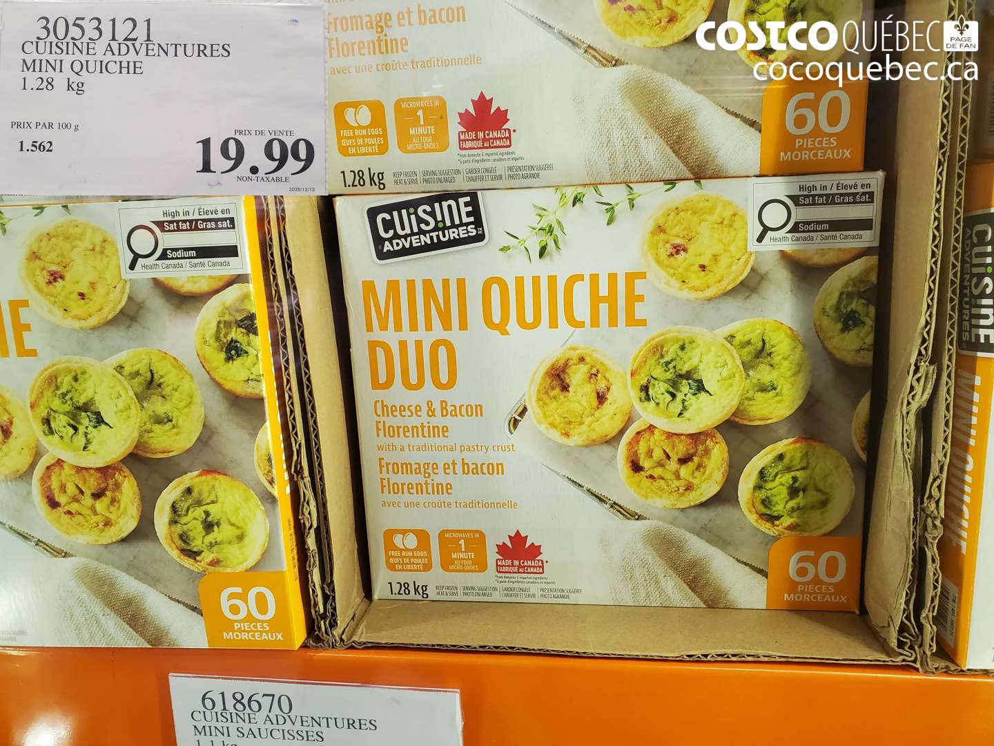 3053121 CUISINE ADVENTURES MINI QUICHE $19.99