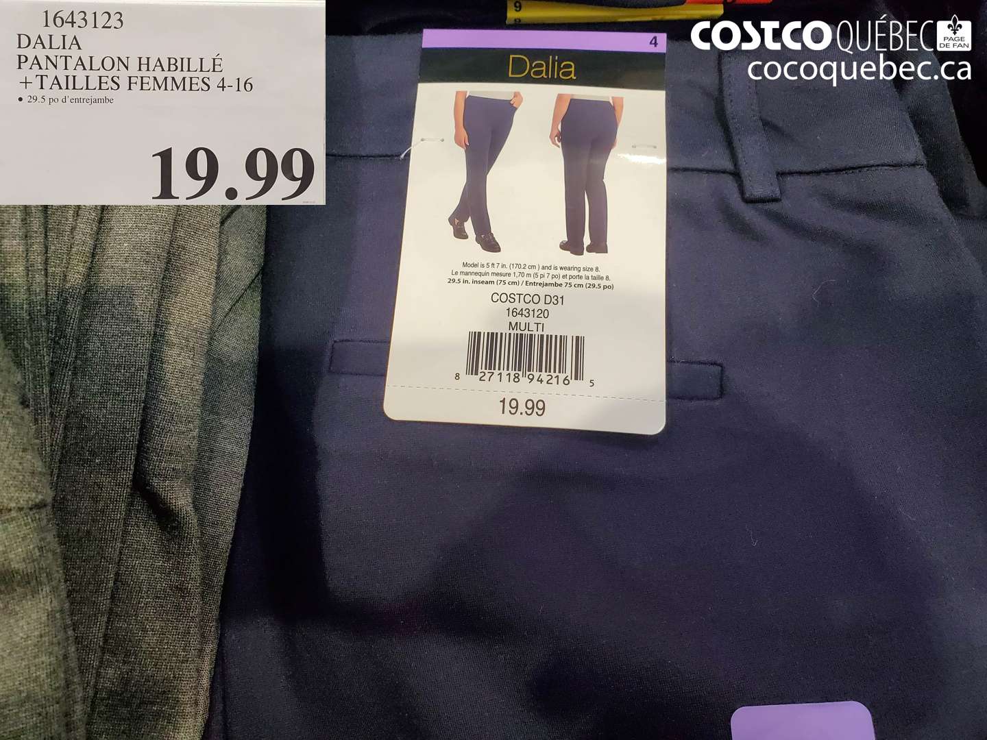 1643123 DALIA PANTALON HABILLÉ + TAILLES FEMMES 4-16 $19.99