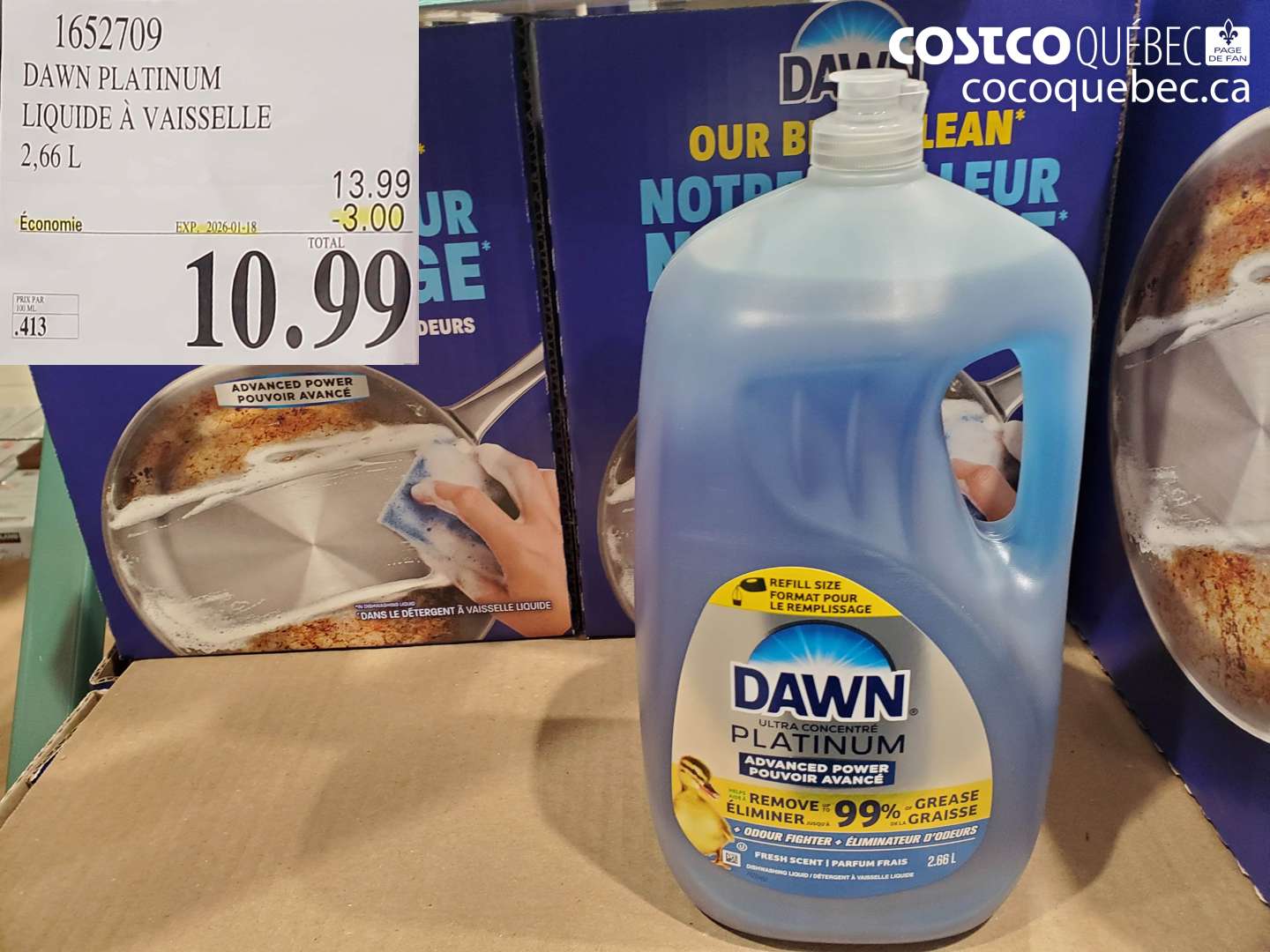 1652709 DAWN PLATINUM LIQUIDE À VAISSELLE 2.66 L ($3.00 INSTANT SAVINGS EXPIRES ON 2026-01-18) $10.99